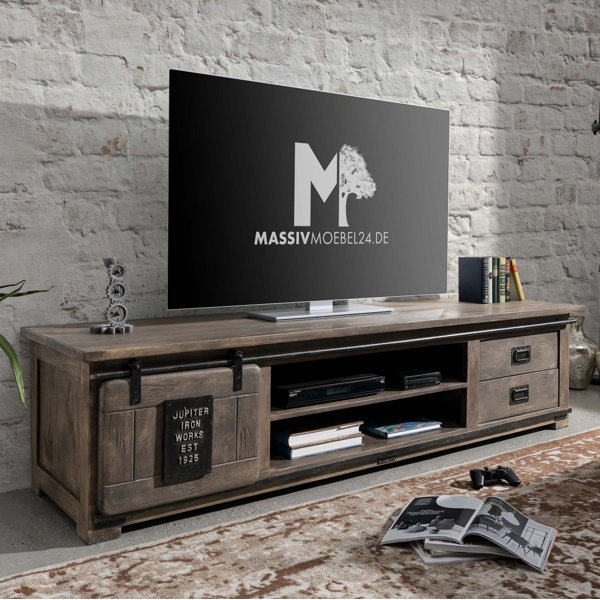Massivmoebel24 Railway Solid Wood TV Stand for TVs up to 88 & Reviews